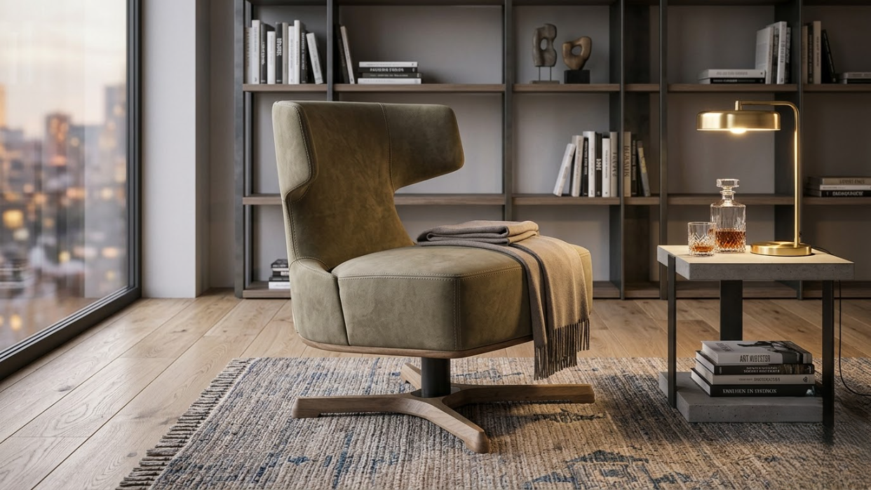 leather arm chair_olive