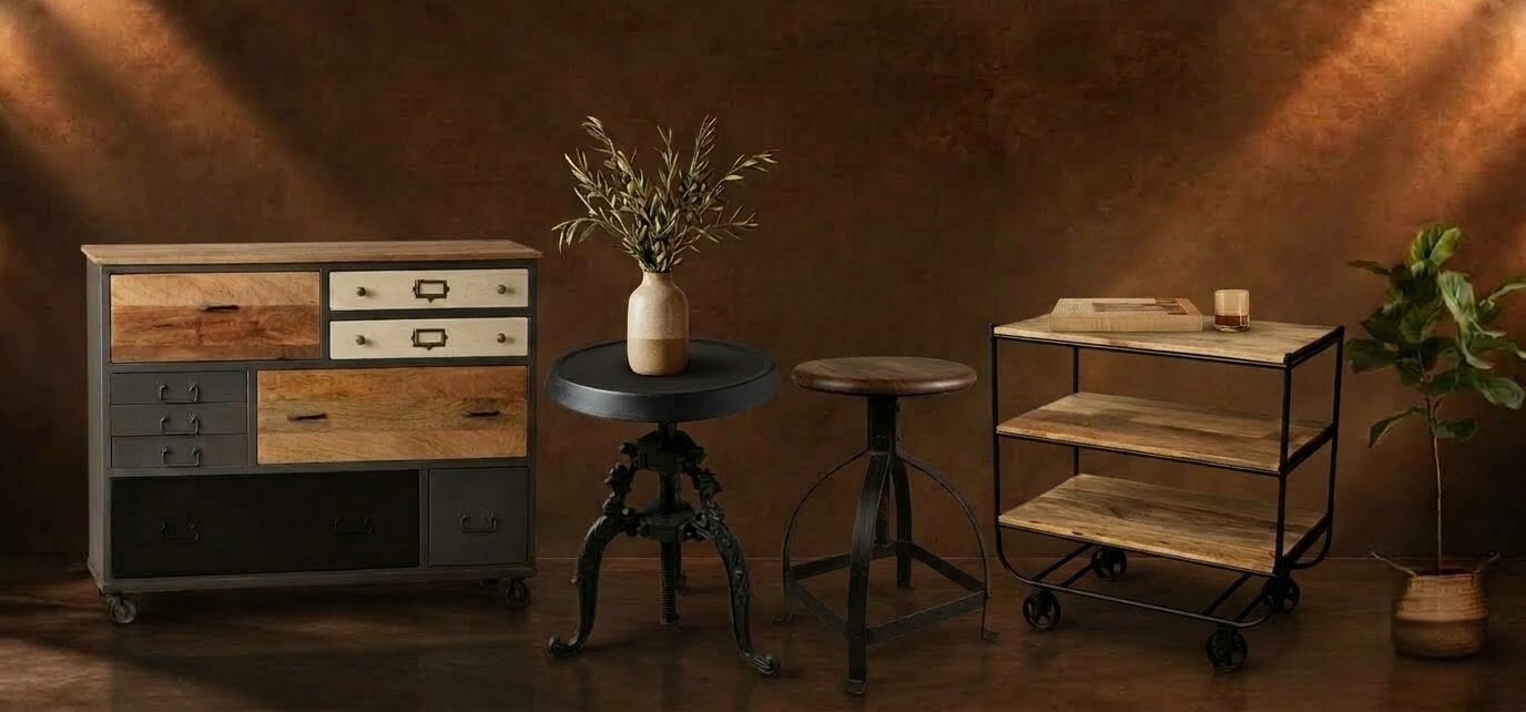Industrial and antique furniture piece